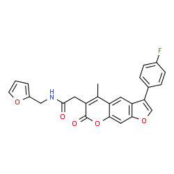 2-[3-(4-Fluorophenyl)-5-methyl-7-oxo-7H-furo[3,2-g]chromen-6-yl]-N-(2-furylmethyl)acetamide结构式