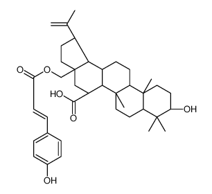 3-hydroxy-(28-4-coumaroyloxy)lup-20(29)-en-27-oic acid structure