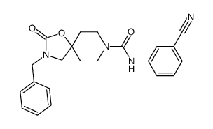 [33] 3-benzyl-2-oxo-1-oxa-3,8-diazaspiro[4.5]decane-8-carboxylic acid (3-cyanophenyl)amide Structure