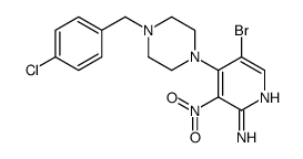 5-bromo-4-[4-[(4-chlorophenyl)methyl]piperazin-1-yl]-3-nitropyridin-2-amine Structure