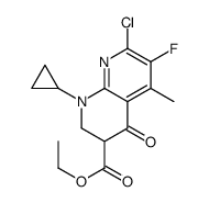 ethyl 7-chloro-1-cyclopropyl-6-fluoro-5-methyl-4-oxo-2,3-dihydro-1,8-naphthyridine-3-carboxylate结构式