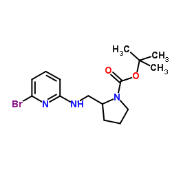 2-Methyl-2-propanyl 2-{[(6-bromo-2-pyridinyl)amino]methyl}-1-pyrrolidinecarboxylate结构式