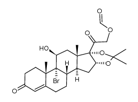 9-bromo-11β-hydroxy-16α,17-(isopropylidenedioxy)-3,20-dioxopregn-4-en-21-yl formate结构式