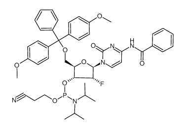 N4-Benzoyl-2'-deoxy-5'-O-DMT-2'-fluoro-cytidine phosphoramidite Structure