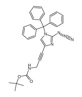 [3-(2-azido-1-triphenylmethyl-1H-imidazol-4-yl)prop-2-ynyl]carbamic acid tert-butyl ester Structure