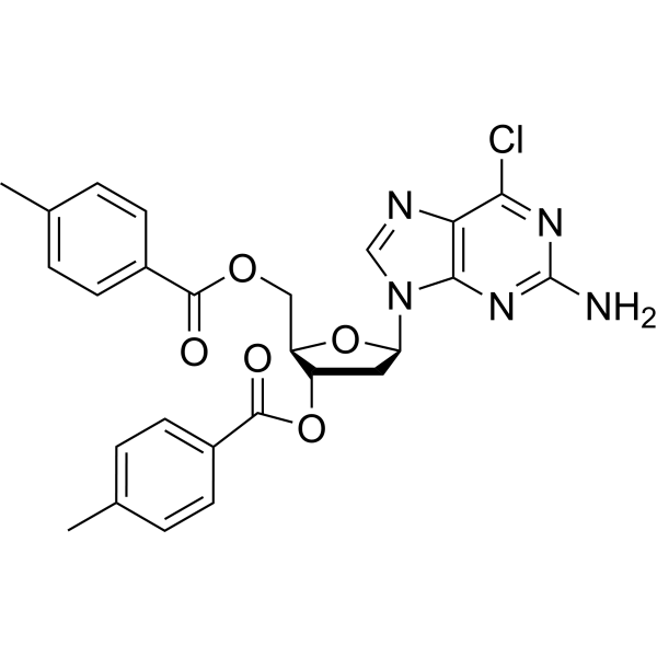 2-氨基-6-氯-9-(3,5-二-邻(对甲苯)-beta-d-2-脱氧呋喃核糖)嘌呤结构式