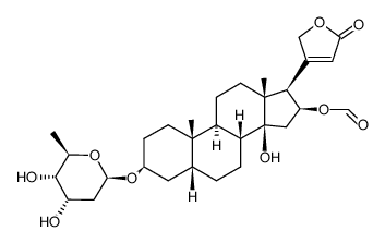 (3β,5β,16β)-3-[(2,6-dideoxy-β-D-ribo-hexopyranosyl)oxy]-14,16-dihydroxycard-20(22)-enolide 16-formate Structure