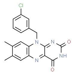 Benzo(g)pteridine-2,4(3H,10H)-dione, 10-((3-chlorophenyl)methyl)-7,8-d imethyl-结构式