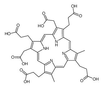 3,8-bis(carboxymethyl)-13,18-dimethyl-21H,23H-porphine-2,7,12,17-tetrapropanoic acid结构式