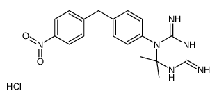 6,6-dimethyl-1-[4-[(4-nitrophenyl)methyl]phenyl]-1,3,5-triazine-2,4-diamine,hydrochloride Structure