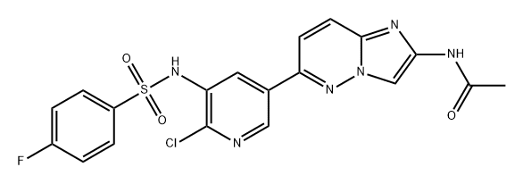 N-(6-(6-氯-5-(4-氟苯基磺酰胺)吡啶-3-基)咪唑并[1,2-B]哒嗪-2-基)乙酰胺结构式