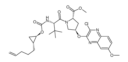 L-Proline, 3-Methyl-N-[[[(1R,2R)-2-(4-penten-1-yl)cyclopropyl]oxy]carbonyl]-L-valyl-4-[(3-chloro-7-Methoxy-2-quinoxalinyl)oxy]-,Methyl ester,(4R)-结构式