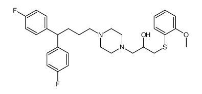 1-Piperazineethanol, 4-(4,4-bis(4-fluorophenyl)butyl)-alpha-(((2-metho xyphenyl)thio)methyl)-结构式