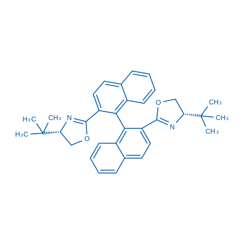 (S)-2,2'-双((S)-4-(叔丁基)-4,5-二氢恶唑-2-基)-1,1'-联苯结构式