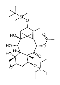 (2aR,4S,4aS,6R,9S,11S,12S,12aR,12bS)-9-((tert-butyldimethylsilyl)oxy)-11,12,12b-trihydroxy-4a,8,13,13-tetramethyl-5-oxo-4-((triethylsilyl)oxy)-2a,3,4,4a,5,6,9,10,11,12,12a,12b-dodecahydro-1H-7,11-methanocyclodeca[3,4]benzo[1,2-b]oxet-6-yl acetate结构式