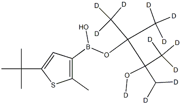 [2-Methyl-5-(tert-butyl)-d12]-thiophene-3-boronic acid pinacol ester结构式