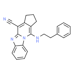 11-(phenethylamino)-2,3-dihydro-1H-benzo[4,5]imidazo[1,2-a]cyclopenta[d]pyridine-4-carbonitrile structure