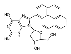 2-amino-9-[(2R,4S,5R)-4-hydroxy-5-(hydroxymethyl)oxolan-2-yl]-8-pyren-1-yl-3H-purin-6-one Structure