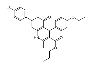 propyl 7-(4-chlorophenyl)-2-methyl-5-oxo-4-(4-propoxyphenyl)-4,6,7,8-tetrahydro-1H-quinoline-3-carboxylate结构式