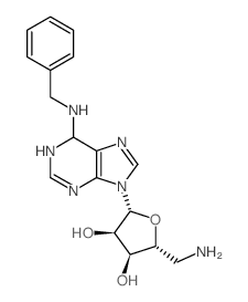 (2R,3S,4R,5R)-2-(Aminomethyl)-5-(6-(benzylamino)-1H-purin-9(6H)-yl)tetrahydrofuran-3,4-diol Structure