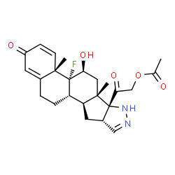 9-fluoro-2',16β-dihydro-11β,21-dihydroxypregna-1,4-dieno[17,16-c]pyrazole-3,20-dione 21-acetate Structure