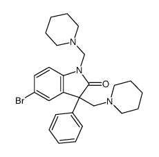 5-Bromo-3-phenyl-1,3-bis-piperidin-1-ylmethyl-1,3-dihydro-indol-2-one Structure