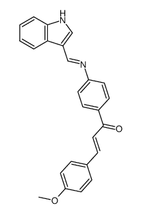 (E)-1-(4-{[1-(1H-Indol-3-yl)-meth-(E)-ylidene]-amino}-phenyl)-3-(4-methoxy-phenyl)-propenone结构式