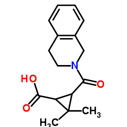 3-(3,4-Dihydro-2(1H)-isoquinolinylcarbonyl)-2,2-dimethylcyclopropanecarboxylic acid结构式