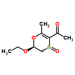 Ethanone, 1-(6-ethoxy-5,6-dihydro-2-methyl-4-oxido-1,4-oxathiin-3-yl)-, trans- (9CI) structure