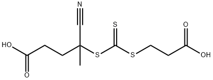 4-((((2-Carboxyethyl)thio)carbonothioyl)thio)-4-cyanopentanoic acid structure