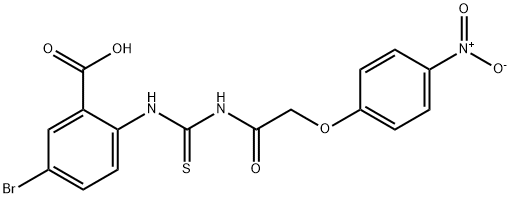 5-bromo-2-[[[[(4-nitrophenoxy)acetyl]amino]thioxomethyl]amino]-benzoic acid structure