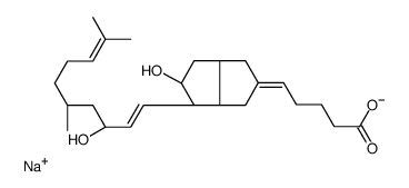 sodium,(5E)-5-[(3aS,4R,5R,6aS)-5-hydroxy-4-[(1E,3S)-3-hydroxy-5,9-dimethyldeca-1,8-dienyl]-3,3a,4,5,6,6a-hexahydro-1H-pentalen-2-ylidene]pentanoate结构式