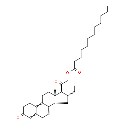 16alpha-ethyl-21-hydroxy-19-norpregna-4,9-diene-3,20-dione laurate structure