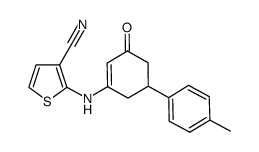 2-(3-oxo-5-p-tolylcyclohex-1-enylamino)thiophene-3-carbonitrile结构式