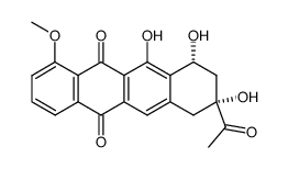 acetyl-2 trihydroxy-2α,4α,5 methoxy-7 tetrahydro-1,2,3,4 naphtacenedione-6,11结构式