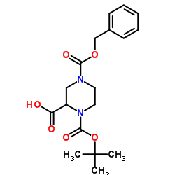 1-叔丁氧羰基-4-苄氧羰基-2-哌嗪羧酸结构式