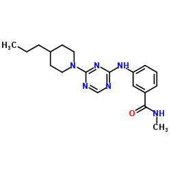 N-Methyl-3-{[4-(4-propyl-1-piperidinyl)-1,3,5-triazin-2-yl]amino}benzamide结构式