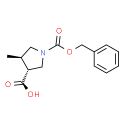 反式-1-((苄氧基)羰基)-4-甲基吡咯烷-3-羧酸结构式