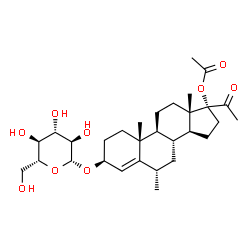 17-acetoxy-3-(glucopyransosyl)oxy-6-methylpregn-4-en-20-one结构式