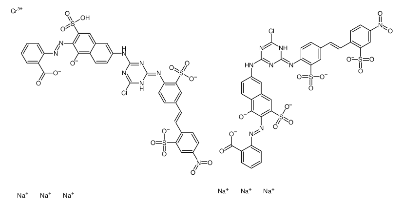 hexasodium hydrogen bis[2-[[6-[[4-chloro-6-[[4-[2-(4-nitro-2-sulphophenyl)vinyl]-3-sulphophenyl]amino]-1,3,5-triazin-2-yl]amino]-1-hydroxy-3-sulpho-2-naphthyl]azo]benzoato(5-)]chromate(7-)结构式