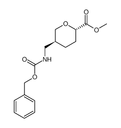 methyl trans-5-benzyloxycarbonylaminomethyltetrahydro-2H-pyran-2-carboxylate结构式