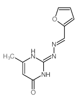 2-((2Z)-2-(2-furylmethylidene)hydrazinyl)-6-methyl-1H-pyrimidin-4-one structure