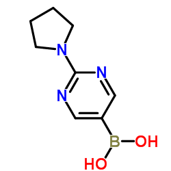 2-四氢吡咯基嘧啶-5-基硼酸结构式