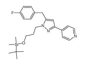 4-(5-(4-fluorobenzyl)-1-(3-(tert-butyldimethylsilyloxy)propyl)-1H-pyrazol-3-yl)pyridine结构式