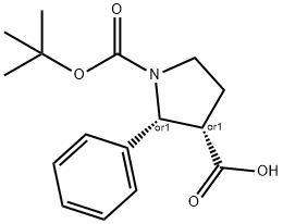 cis-1-N-Boc-2-phenyl-pyrrolidine-3-carboxylic acid Structure