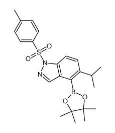 5-isopropyl-4-(4,4,5,5-tetramethyl-1,3,2-dioxaborolan-2-yl)-1-tosyl-1H-indazole结构式