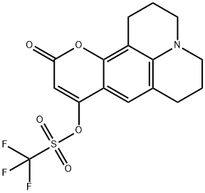 Trifluoro-methanesulfonic acid 10-oxo-2,3,5,6-tetrahydro-1H,4H,10H-11-oxa-3a-aza-benzo[de]anthracen-8-yl ester结构式