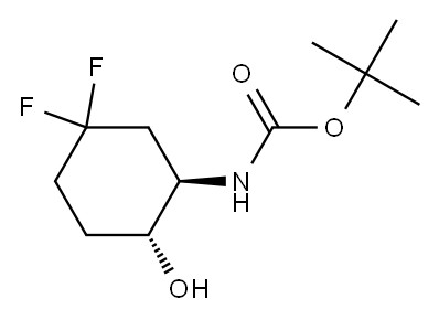 tert-butyl N-[trans-5,5-difluoro-2-hydroxy-cyclohexyl]carbamate结构式