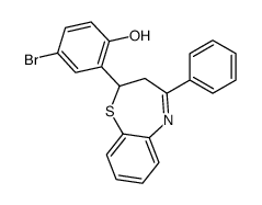 4-bromo-2-(4-phenyl-2,3-dihydro-1,5-benzothiazepin-2-yl)phenol结构式