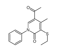 5-acetyl-3-ethylsulfanyl-4-methyl-1-phenylpyridin-2-one结构式